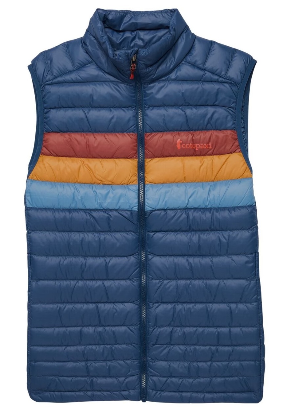 Cotopaxi Men's Medium Fuego Down Vest Blue Deep Sea Stripes NWT Puffy Insulated